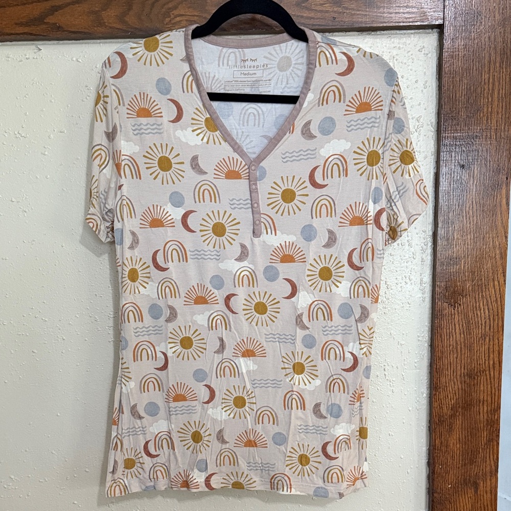 Little Sleepies Sun and Rainbow V-Neck Pajama Top